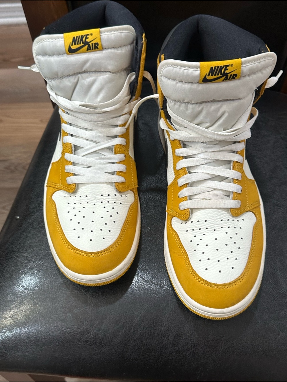 Nike High-Top Sneakers in White & Yellow